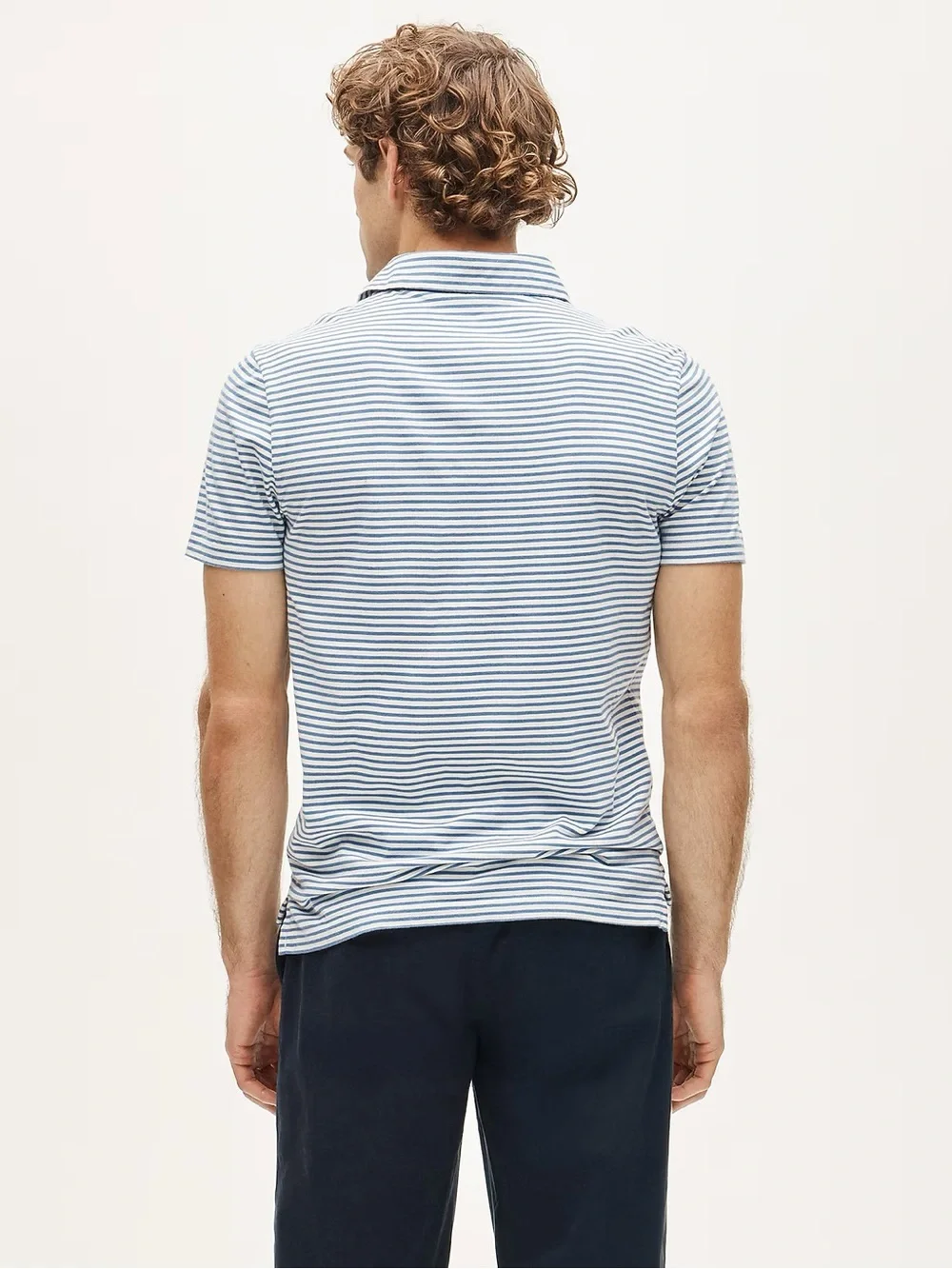 J. CREW Sueded cotton polo shirt in stripe in Ivory Blue Size L $59.50 BW382